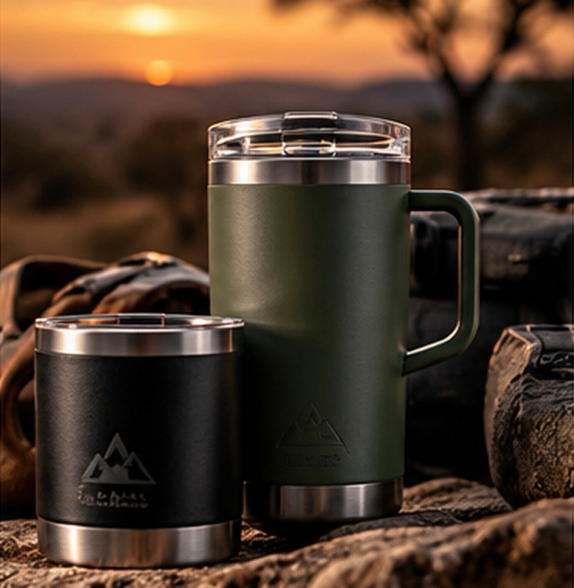 Drinkware at sunset