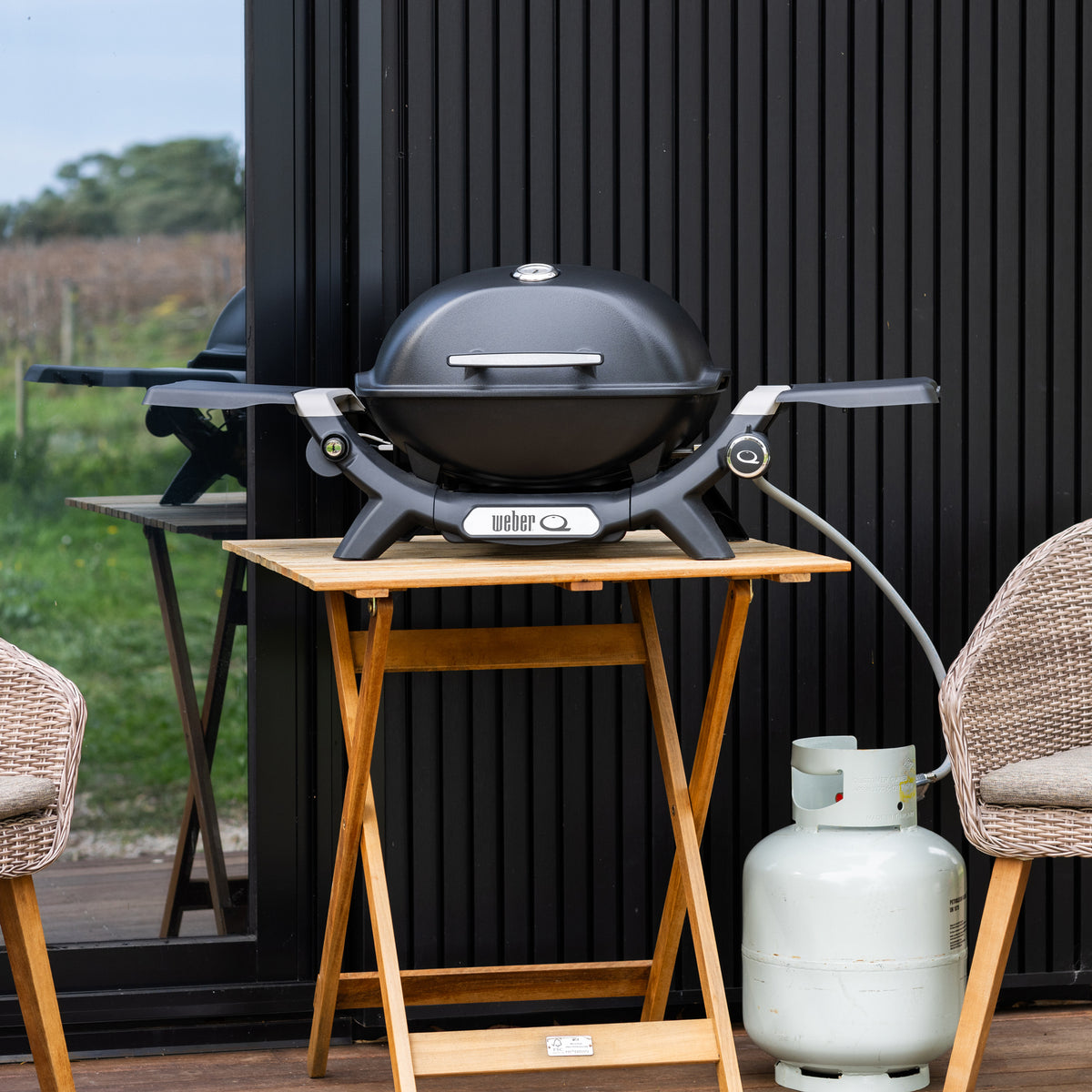 Weber Q 1200N Portable Gas Braai in use