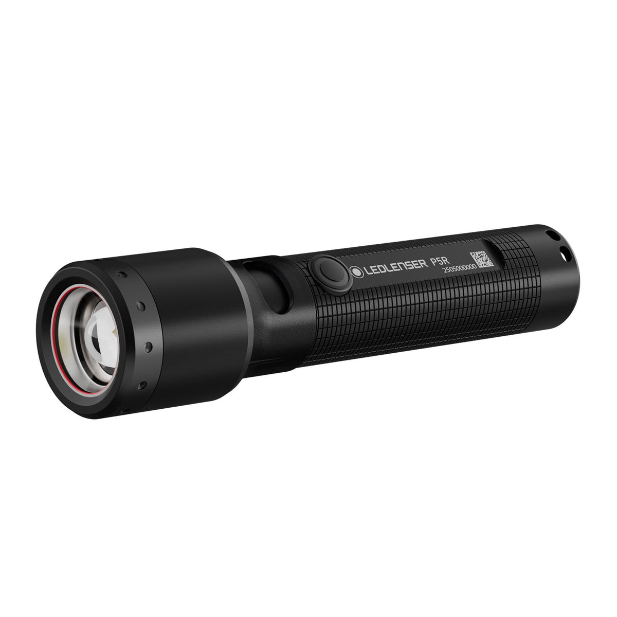 Ledlenser P5R rechargeable torch, 2025 P-Series, black aluminium body with USB-C charging port and focusable head
