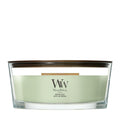 WoodWick Ellipse candle, Matcha Zest in green glass vessel with crackling wooden wick — view 1