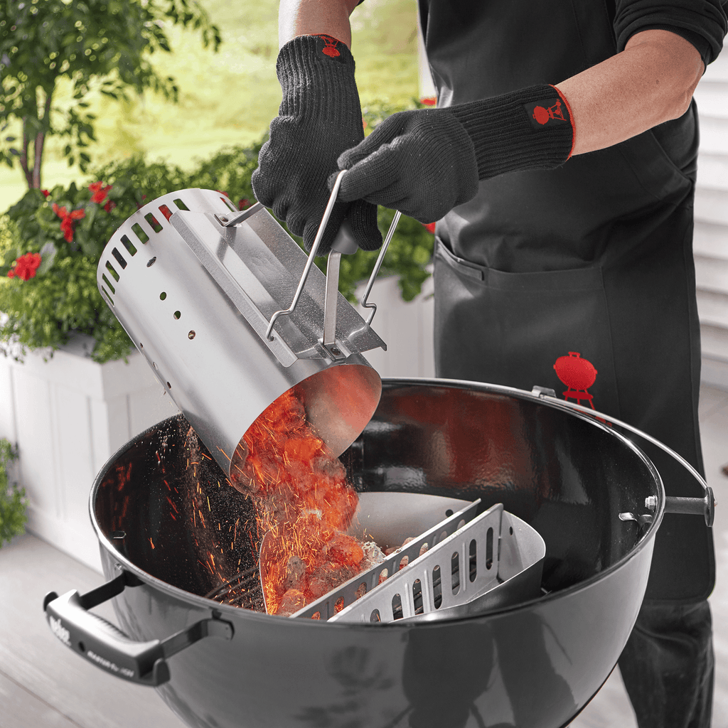 Weber Rapidfire Chimney Starter in use