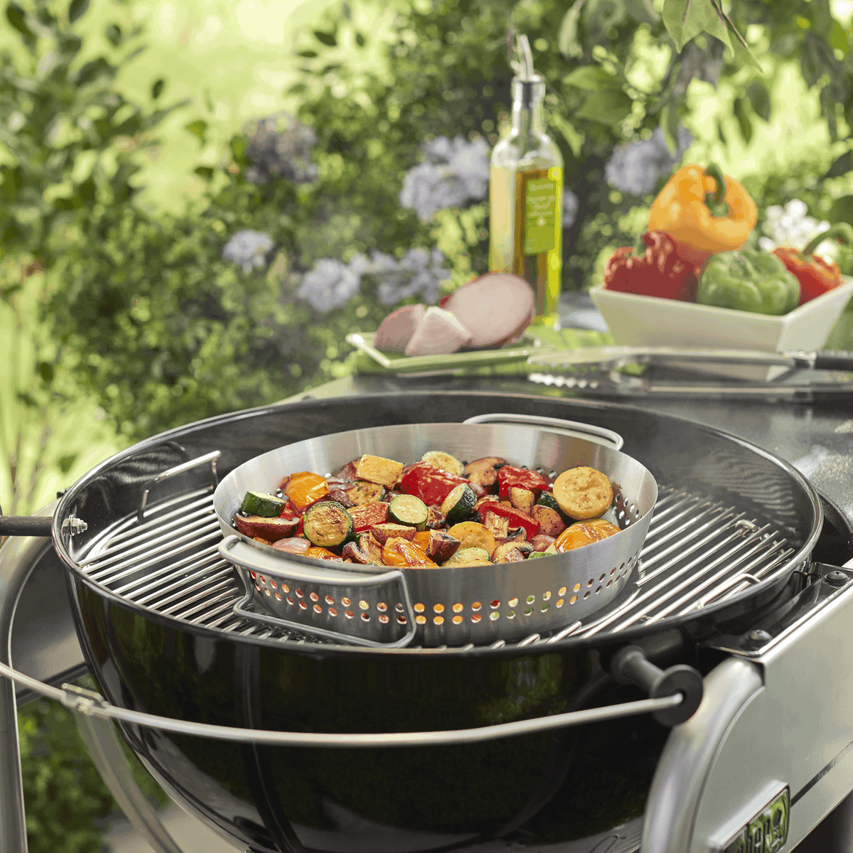 Weber GBS Poultry Roaster in use