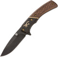 Browning Hunter linerlock folding knife with sculpted wood handle