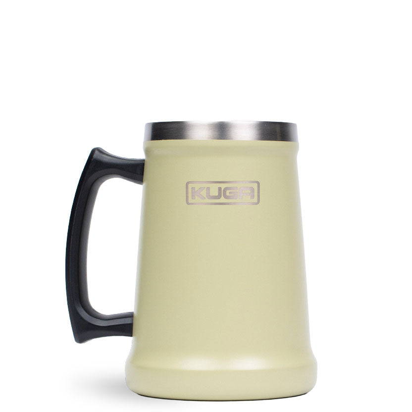 Kuga Beer Buddy 473ml stainless steel tumbler in Light Khaki, front view