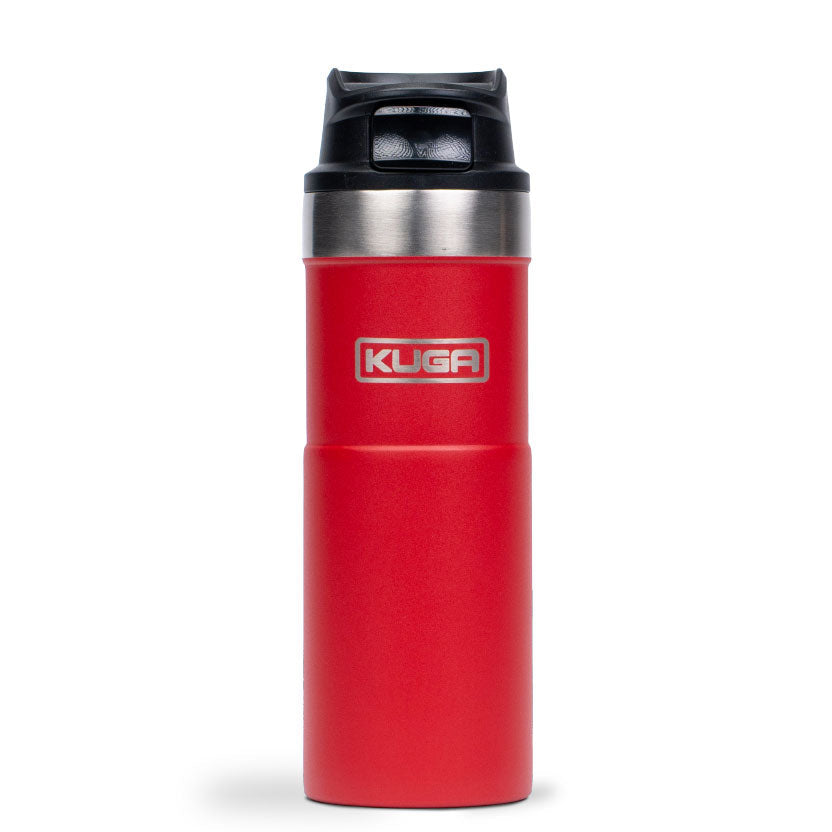 Kuga Trigger 473ml insulated travel flask in Cherry Merlot, front view