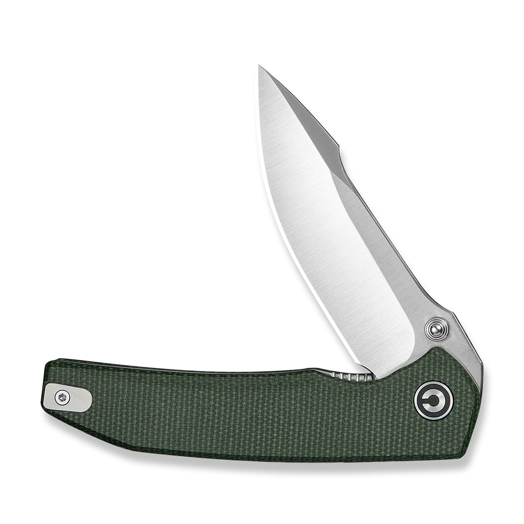 CIVIVI Ryson-E thumb stud knife, Green Canvas Micarta, view 3