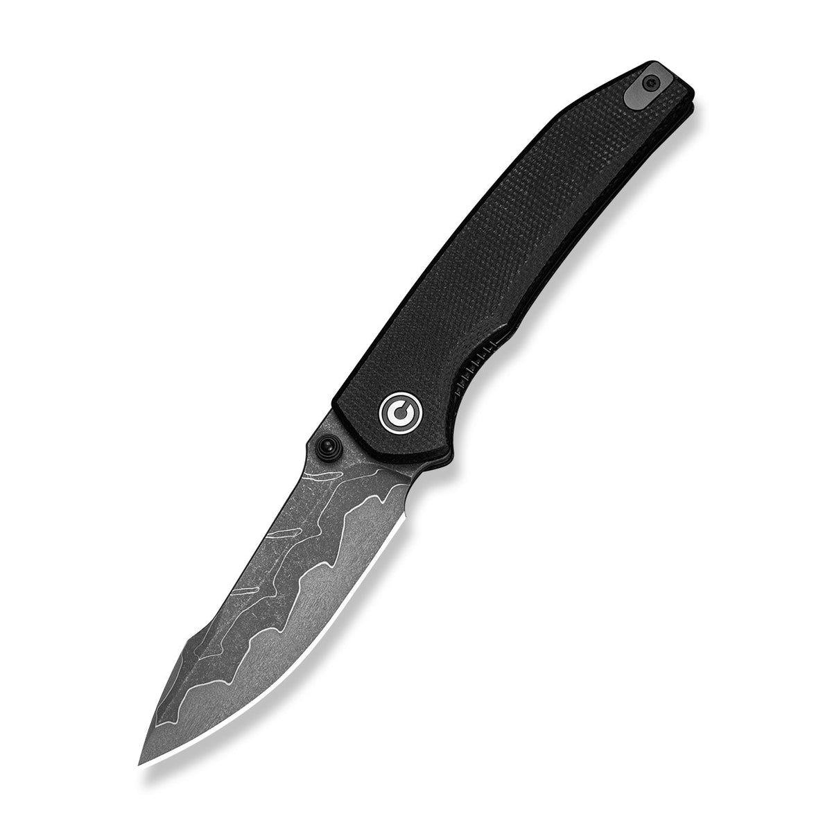 CIVIVI Ryson-E thumb stud knife, Black Canvas Micarta, Damascus