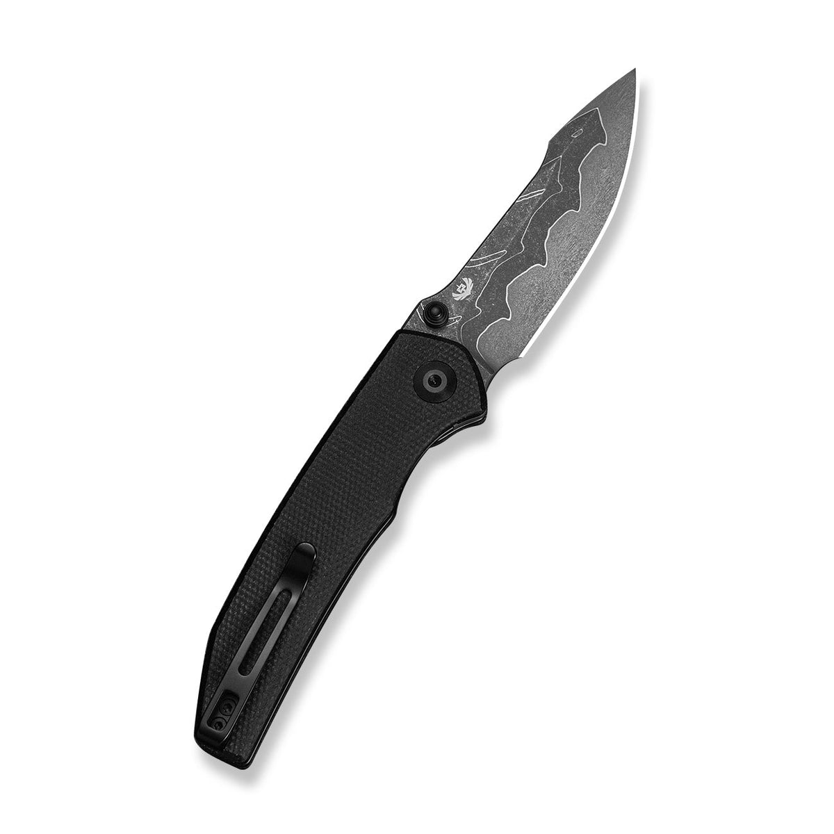 CIVIVI Ryson-E thumb stud knife, Black Canvas Micarta, Damascus, view 2