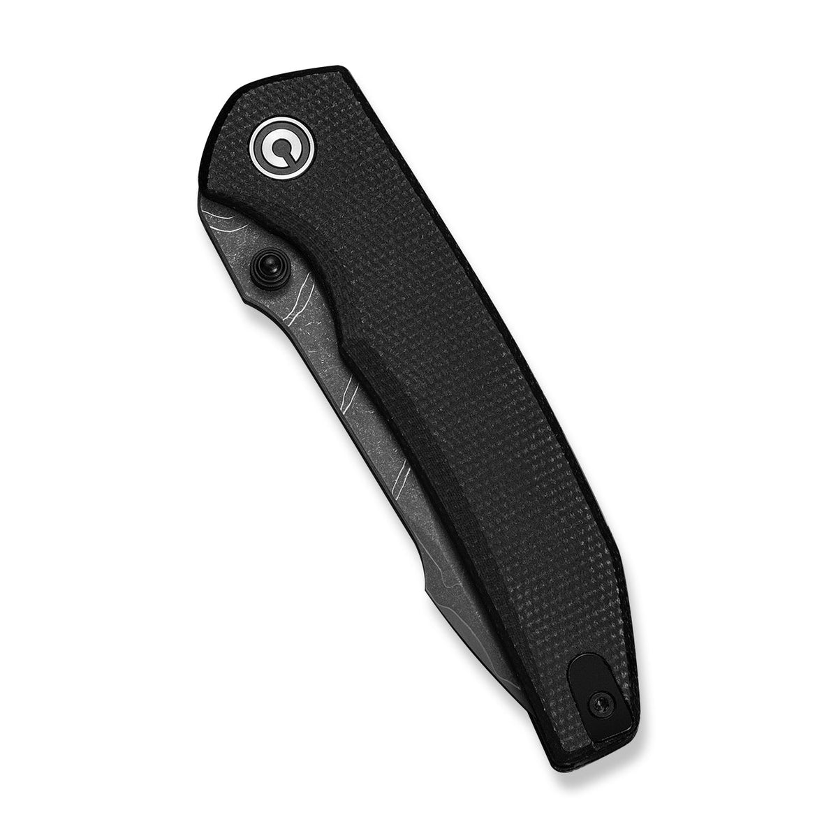 CIVIVI Ryson-E thumb stud knife, Black Canvas Micarta, Damascus, view 4
