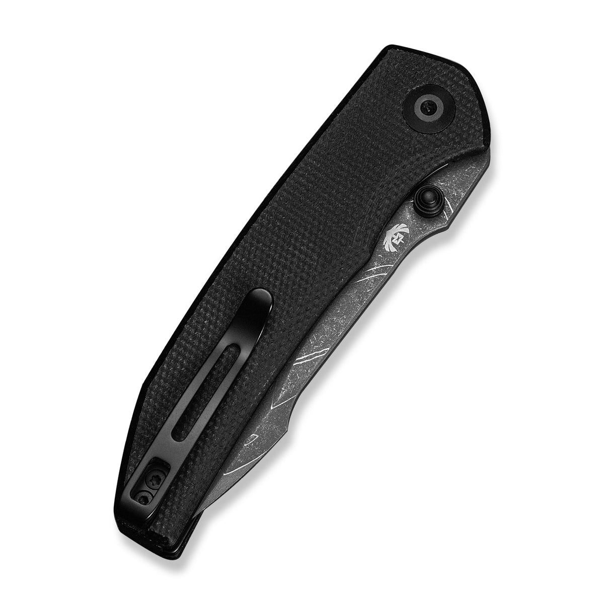 CIVIVI Ryson-E thumb stud knife, Black Canvas Micarta, Damascus, view 5