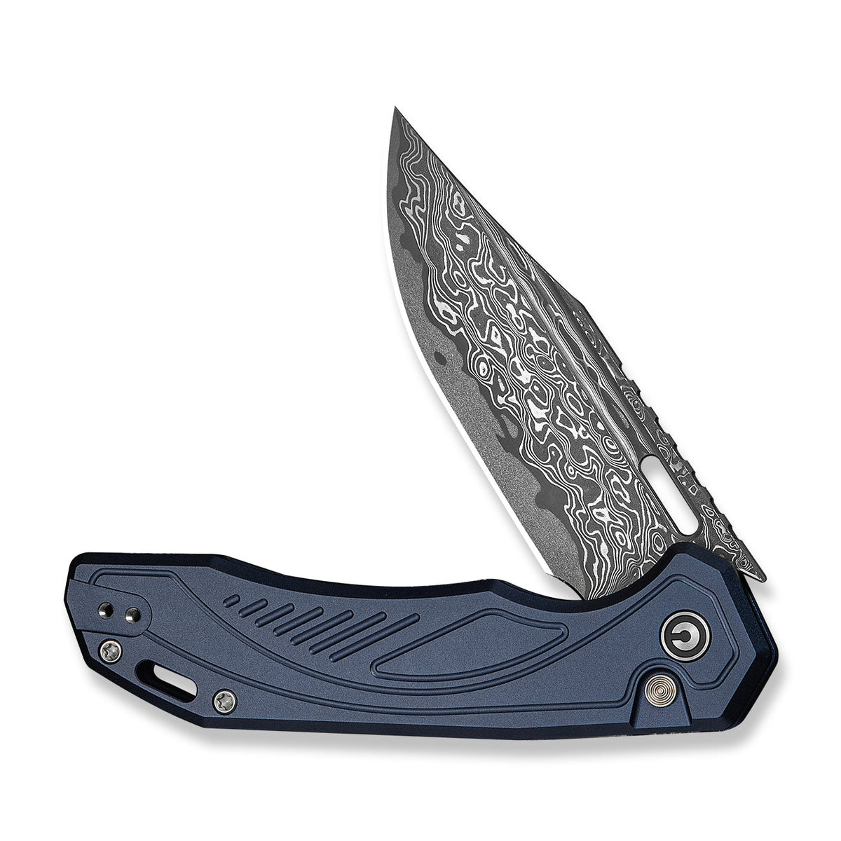 CIVIVI Zelthara flipper knife, Dark Blue Aluminium, Damascus, view 3