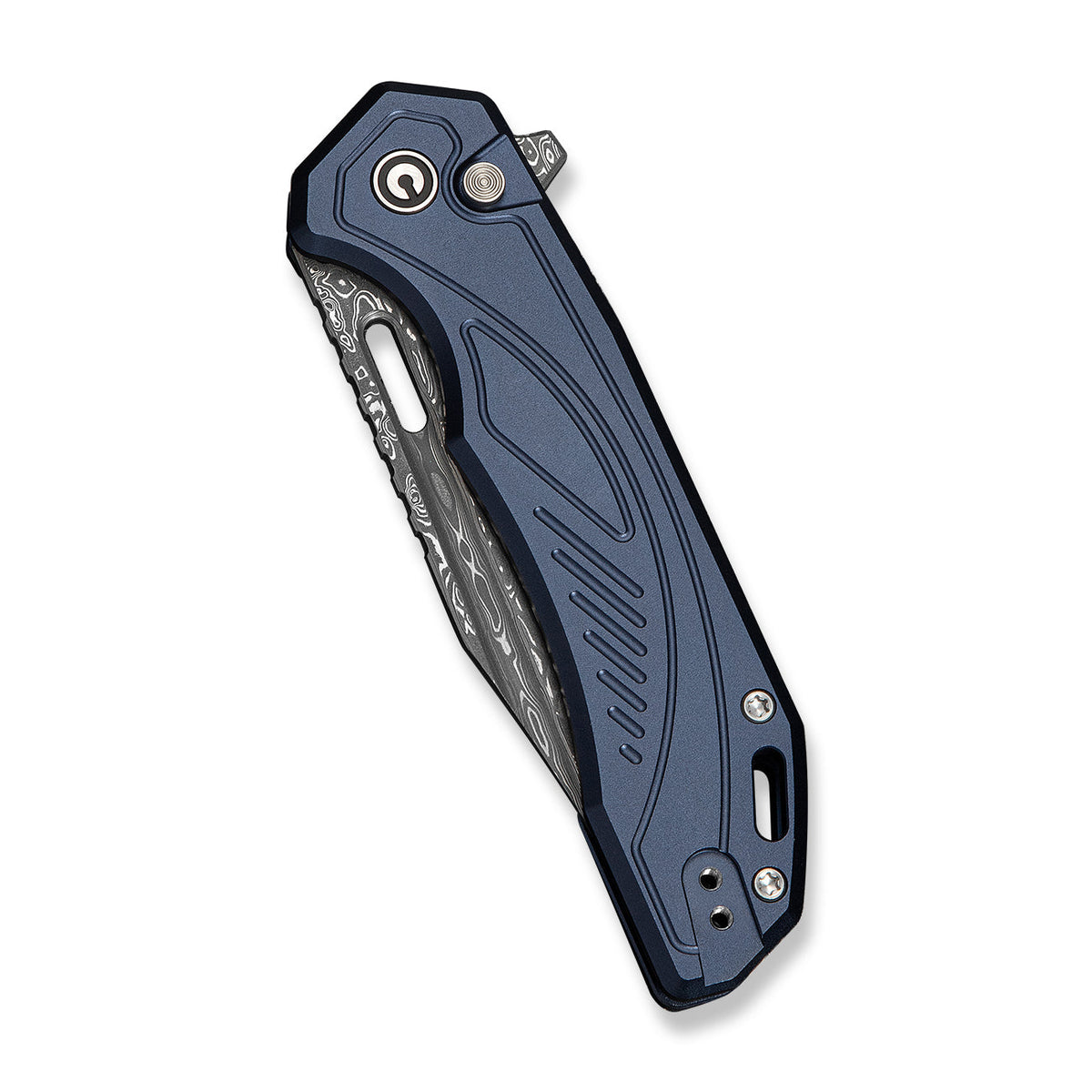 CIVIVI Zelthara flipper knife, Dark Blue Aluminium, Damascus, view 4