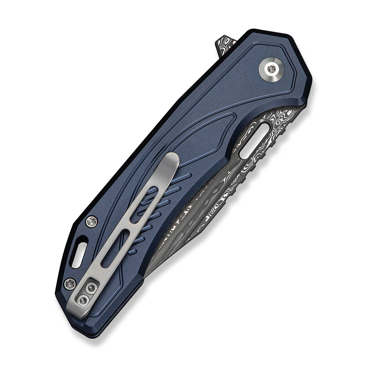 CIVIVI Zelthara flipper knife, Dark Blue Aluminium, Damascus, view 5
