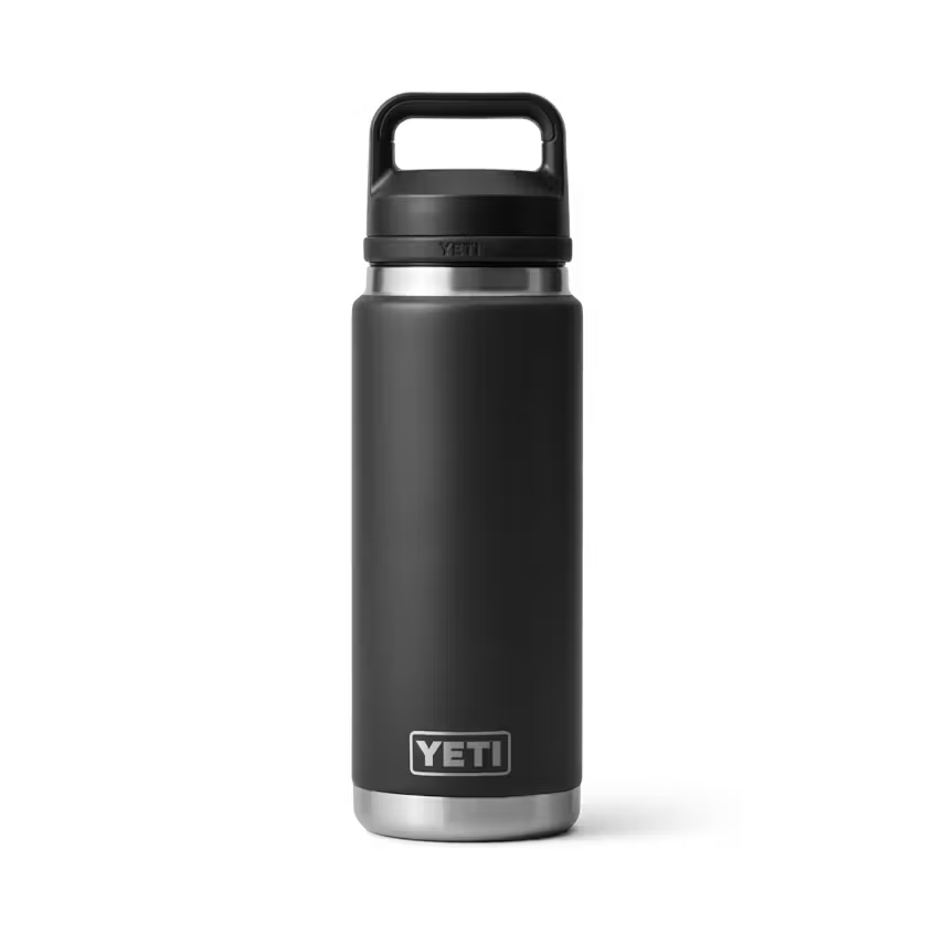 YETI Rambler 26oz Bottle with Chug Cap in Black, insulated stainless steel bottle