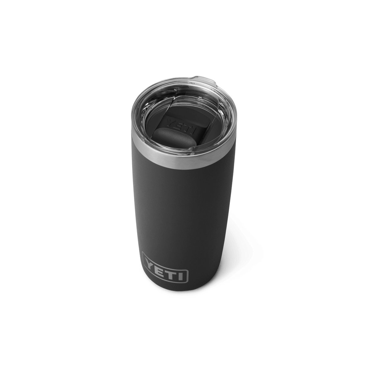 YETI Rambler 10oz Tumbler in Black, three-quarter view