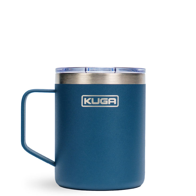 Kuga Camp Mug 354ml insulated spill-proof mug in Dusk Blue, front view