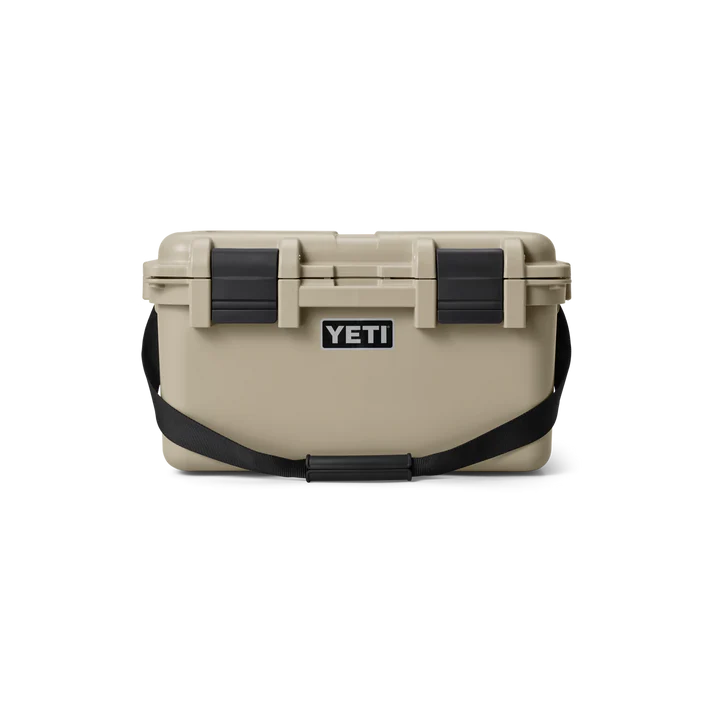 YETI LoadOut GoBox 30 2.0 gear case in Tan, waterproof hard-sided storage box