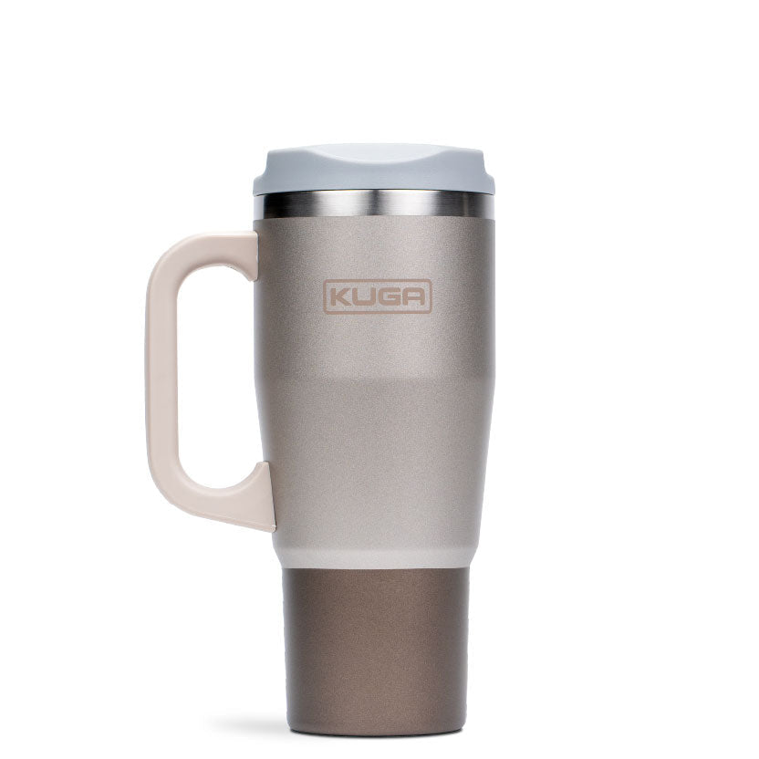 Kuga Flow 946ml insulated tumbler flask with straw in Gold Burst, front view