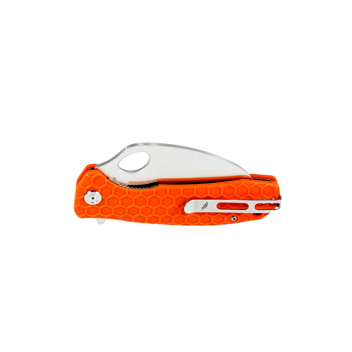 Honey Badger Claw Large orange serrated knife detail