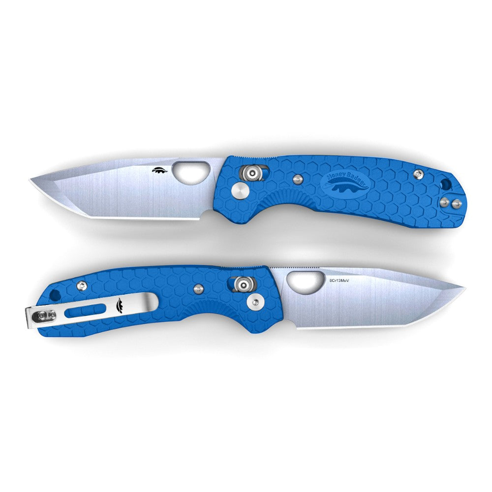 Honey Badger Cross-Bolt Tanto Folder — Plain Edge, Medium/Large FRN