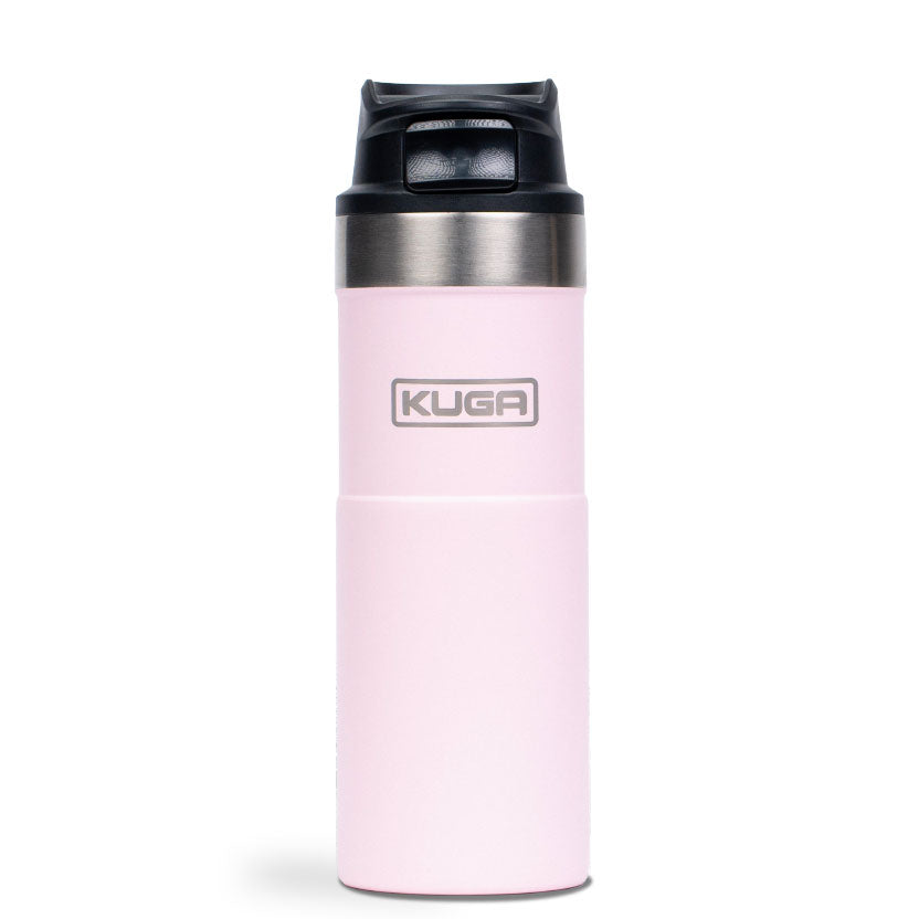 Kuga Trigger 473ml insulated travel flask in Whisper Pink, front view