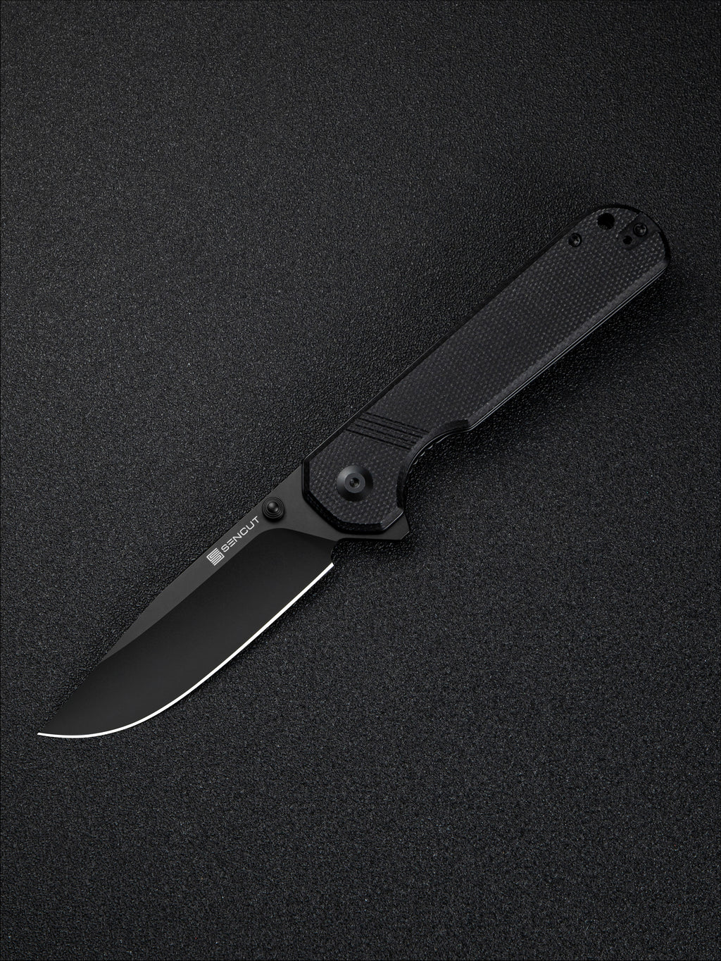 SENCUT Aetheris folding knife with black canvas Micarta handle
