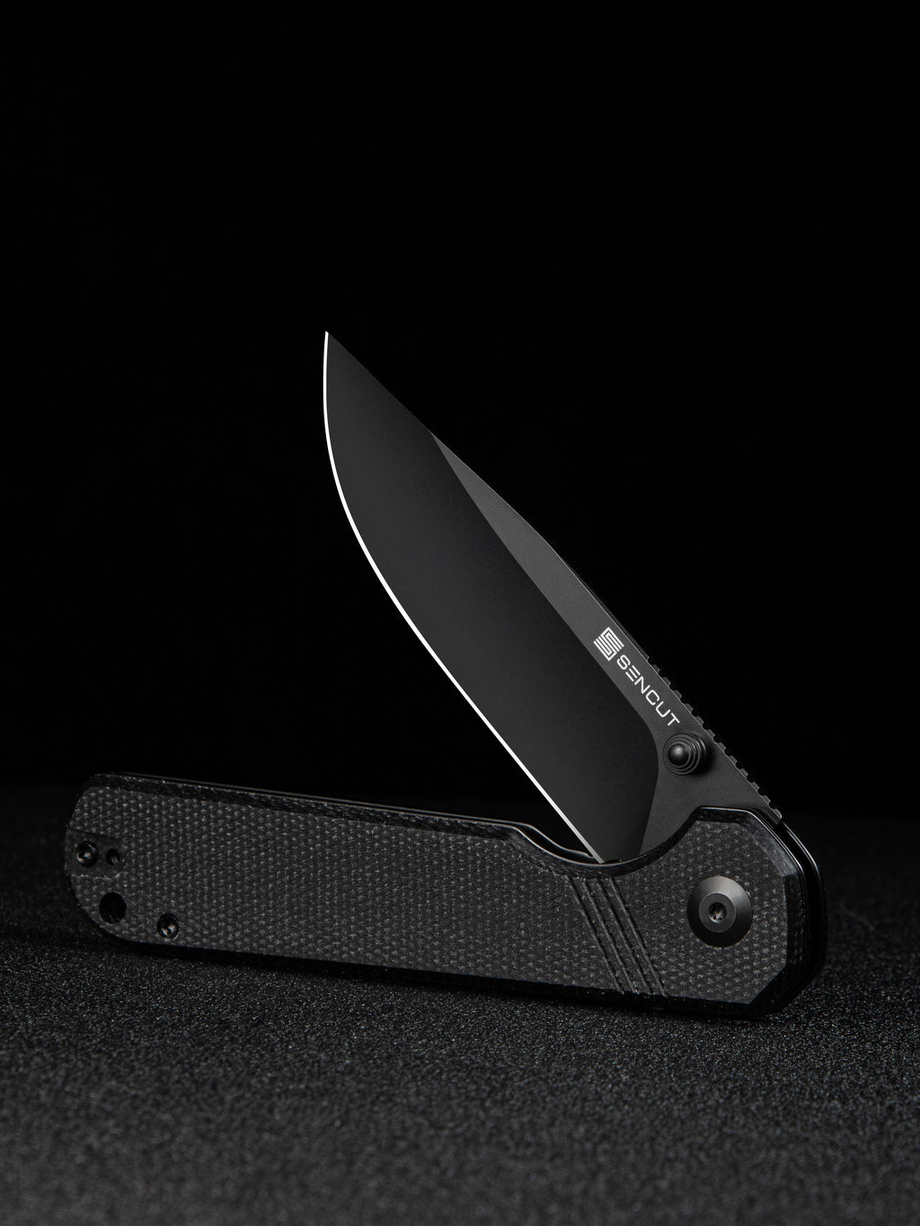 SENCUT Aetheris — Black Canvas Micarta