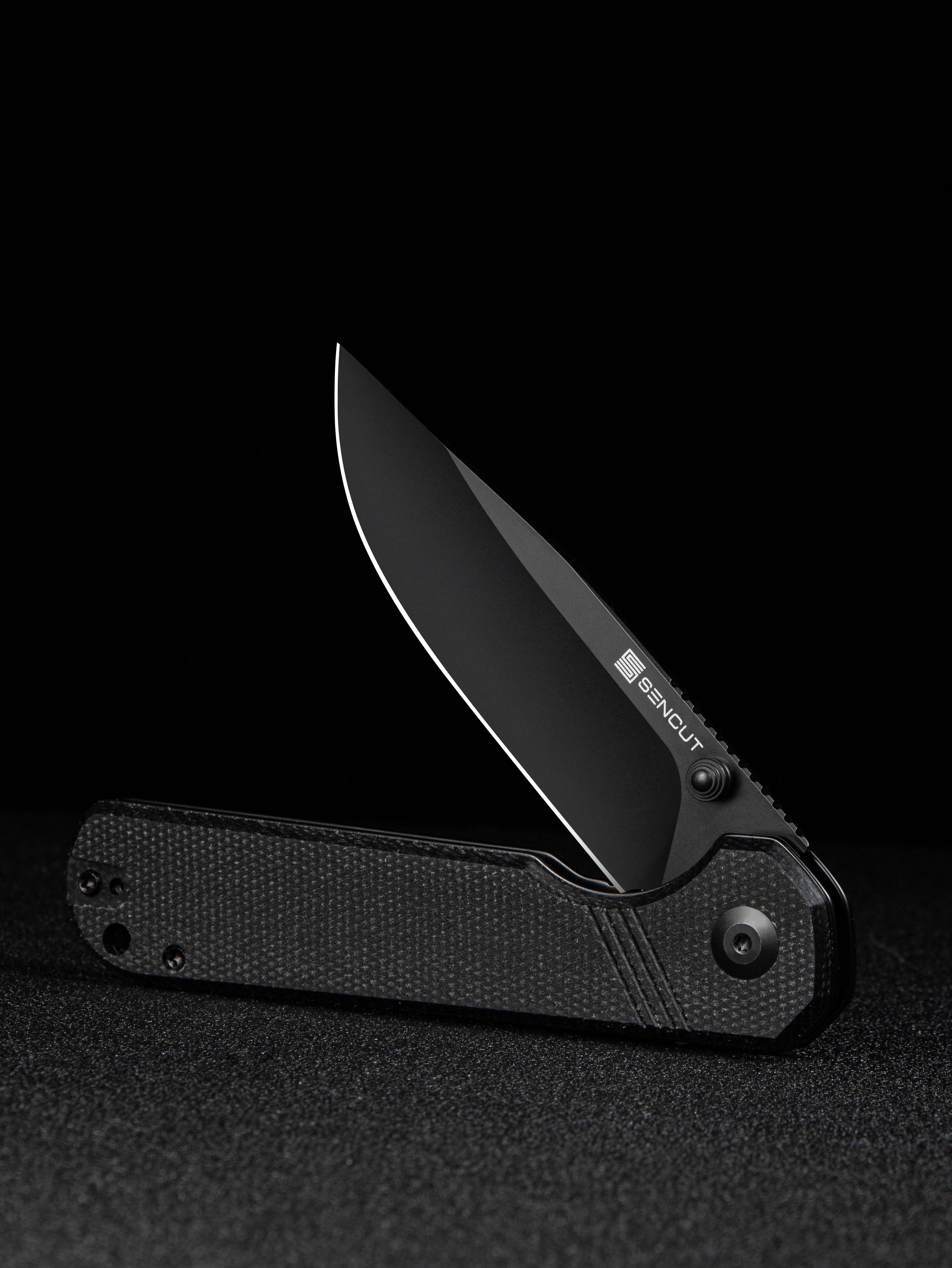 SENCUT Aetheris — Black Canvas Micarta