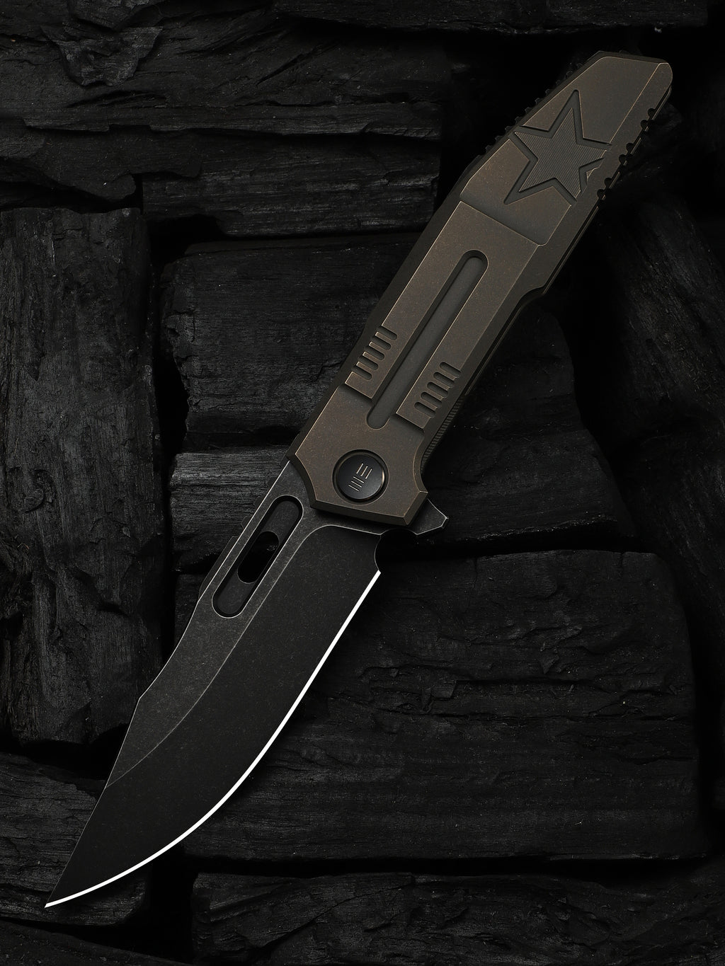 WE Knife Co Barracks limited edition folding knife with bronze titanium handle