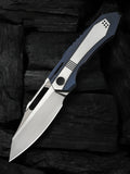 WE Knife Co Bogey folding knife with blue and satin titanium handle