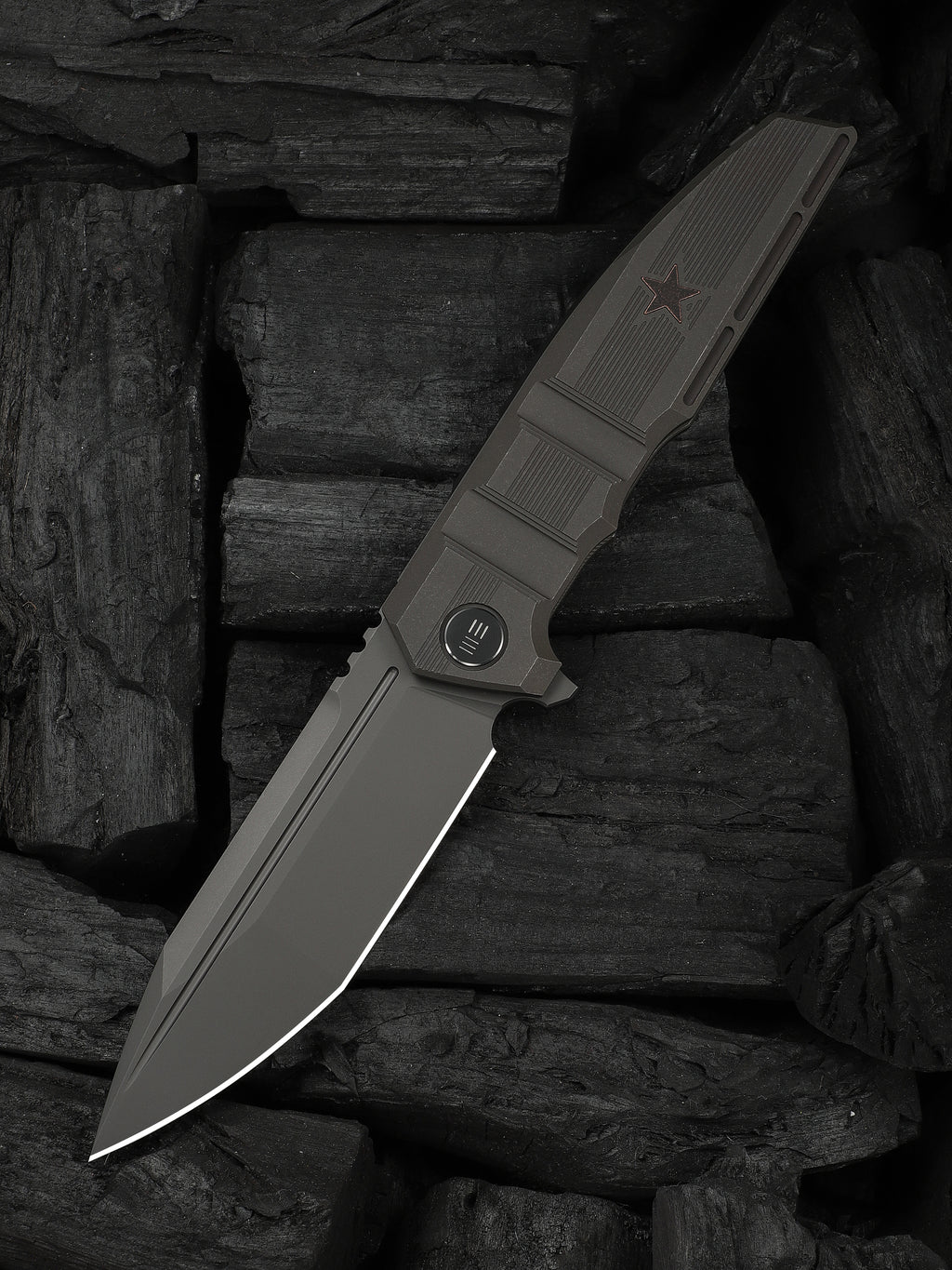WE Knife Co Breach limited edition folding knife with charcoal gray titanium handle