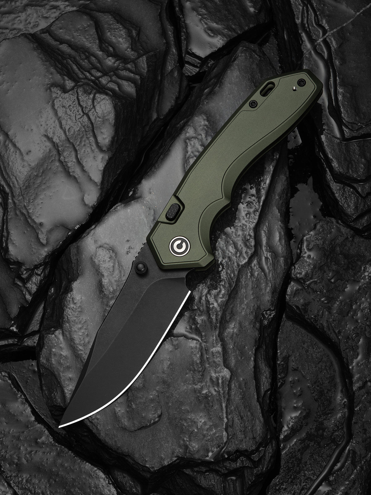 CIVIVI Brova folding knife with forest green aluminum handle and CPM S35VN blade