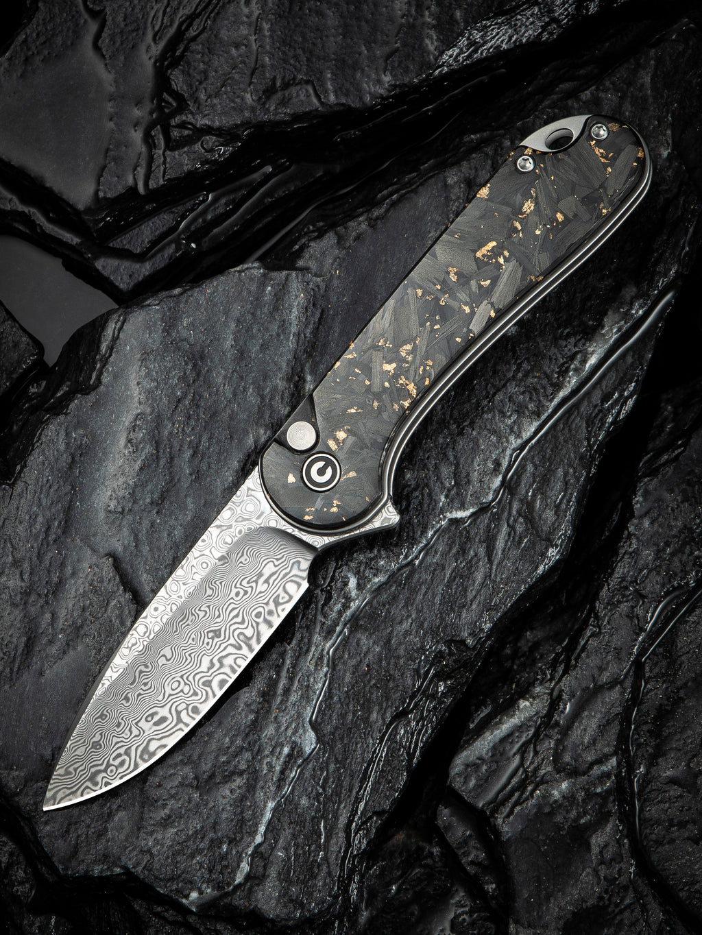CIVIVI Button Lock Elementum II — Shredded Carbon Fiber & Golden Shred