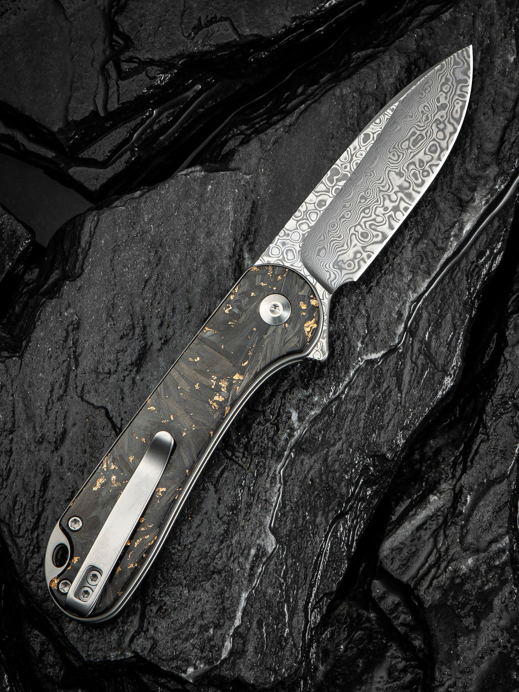 CIVIVI Button Lock Elementum II — Shredded Carbon Fiber & Golden Shred