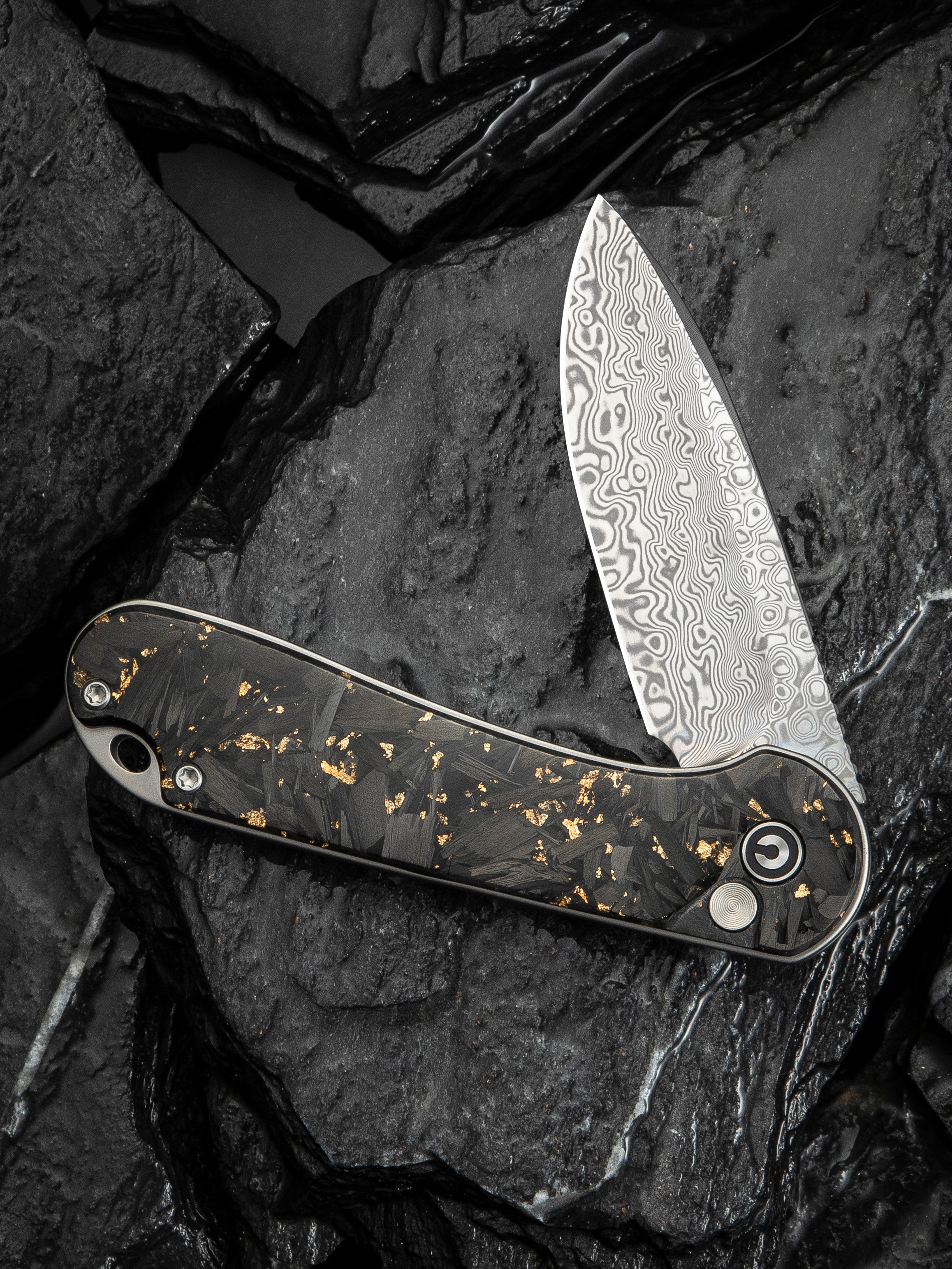 CIVIVI Button Lock Elementum II — Shredded Carbon Fiber & Golden Shred