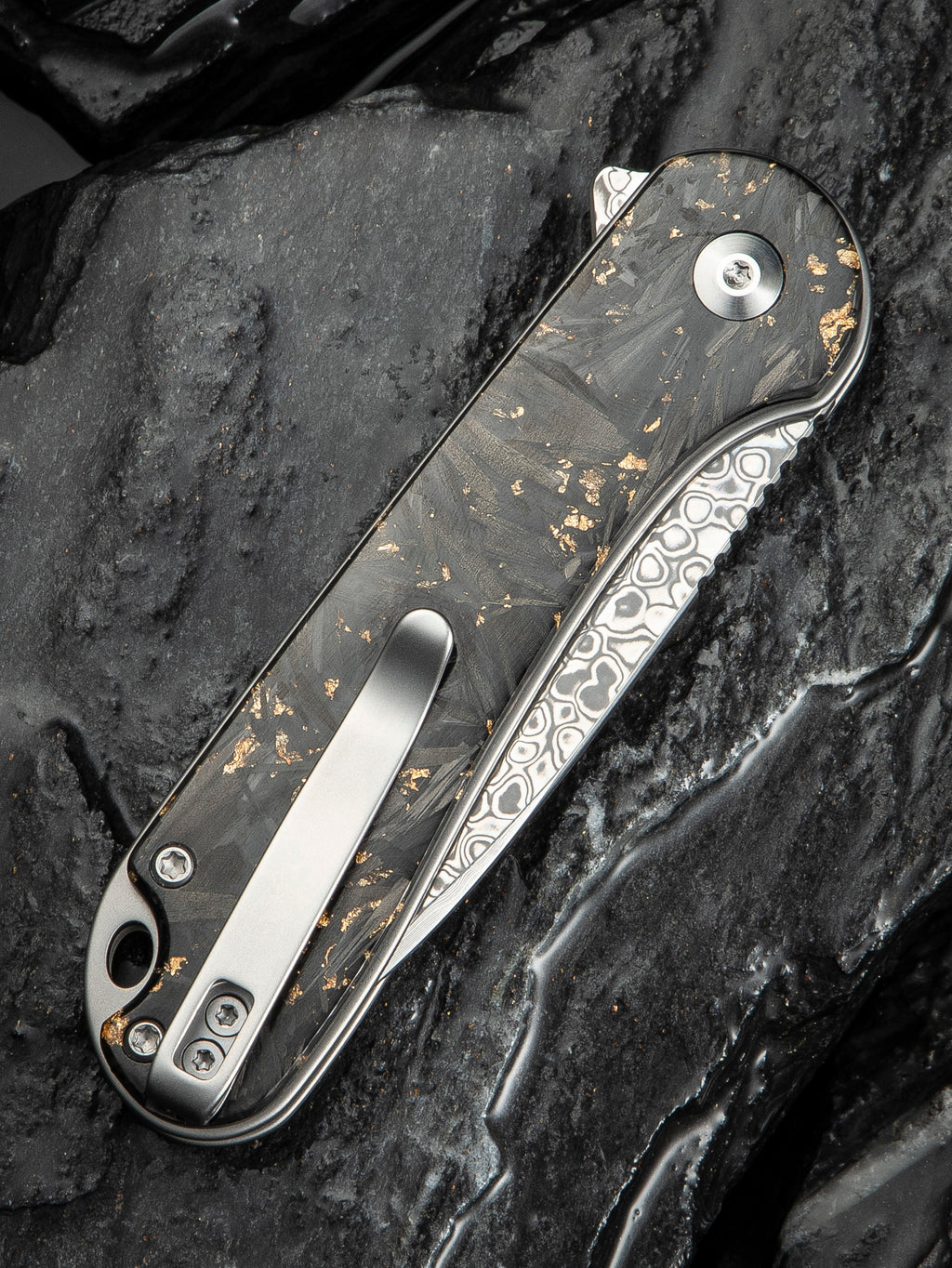 CIVIVI Button Lock Elementum II — Shredded Carbon Fiber & Golden Shred