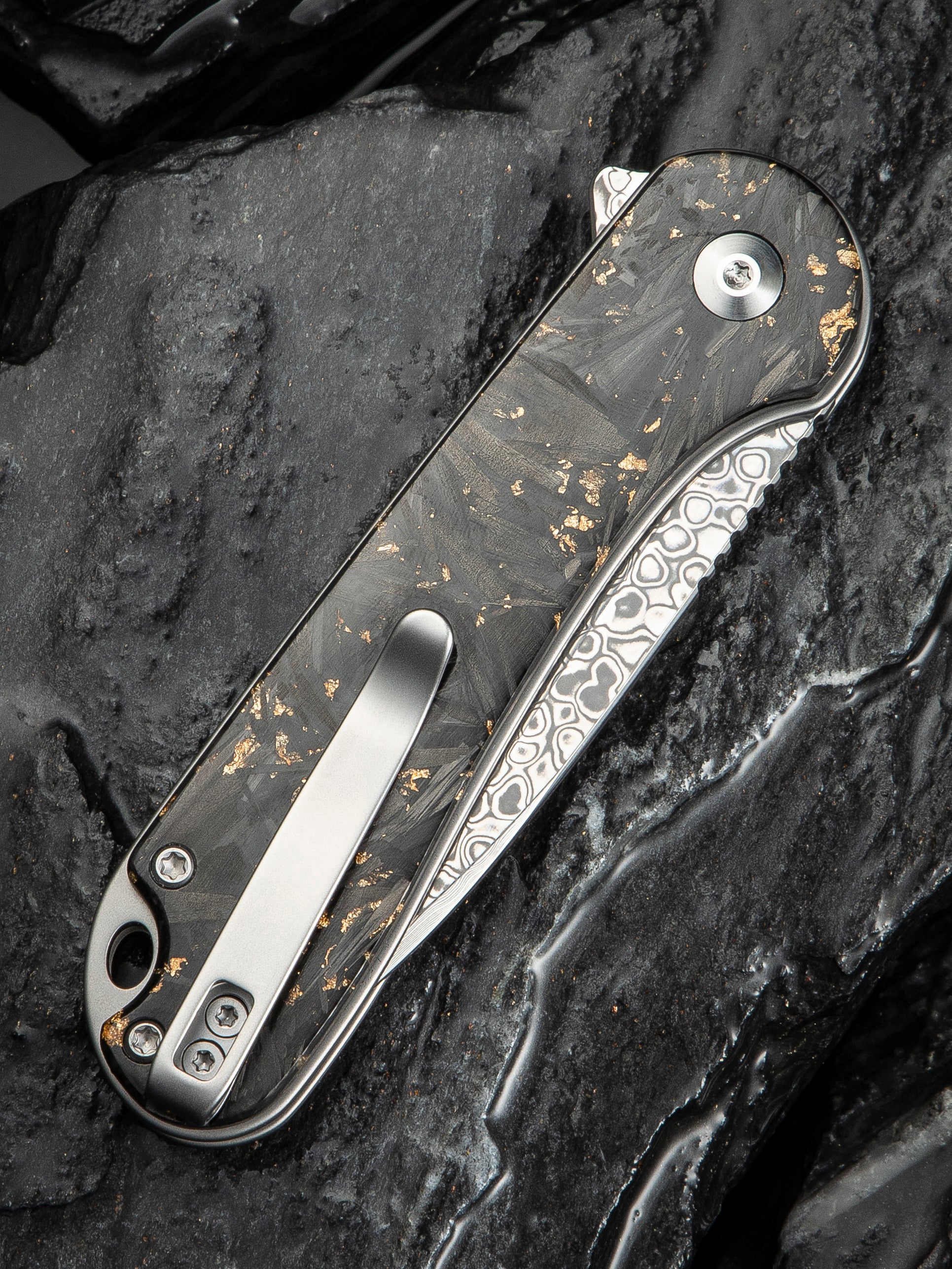CIVIVI Button Lock Elementum II — Shredded Carbon Fiber & Golden Shred