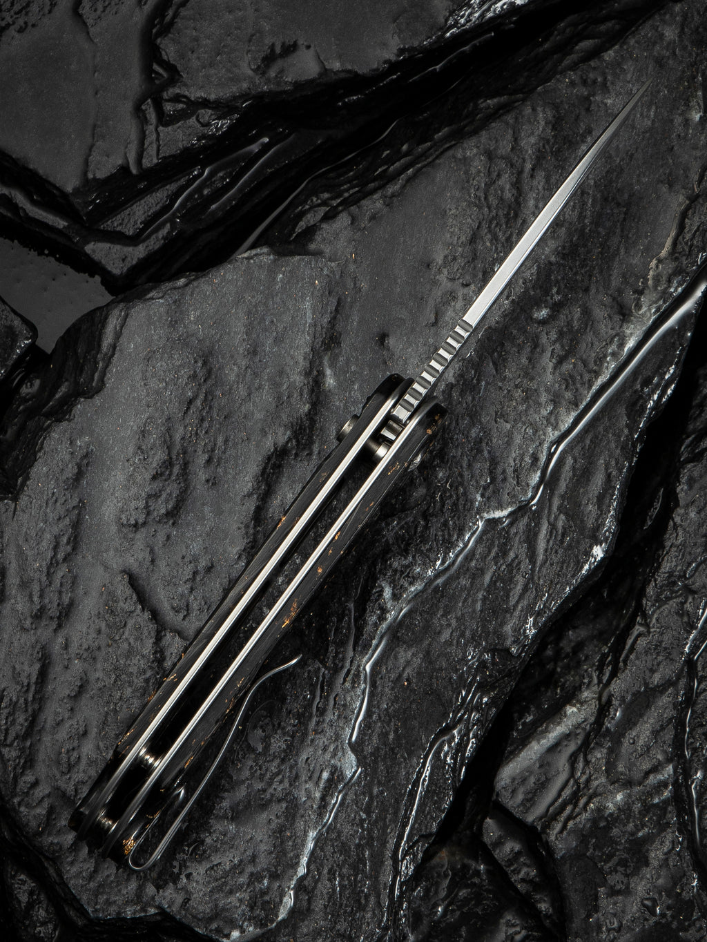 CIVIVI Button Lock Elementum II — Shredded Carbon Fiber & Golden Shred