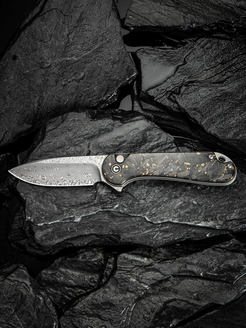 CIVIVI Button Lock Elementum II — Shredded Carbon Fiber & Golden Shred