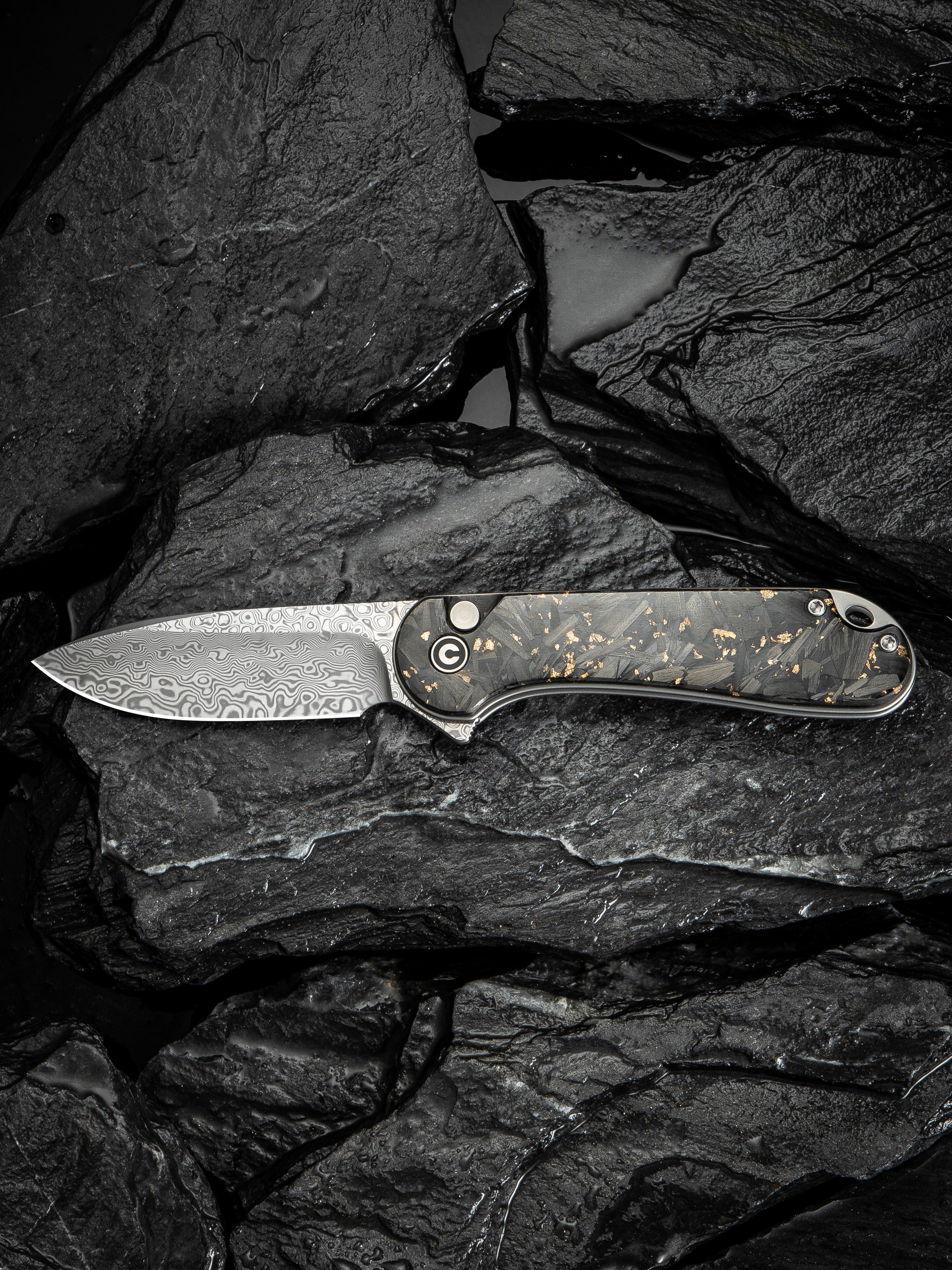 CIVIVI Button Lock Elementum II — Shredded Carbon Fiber & Golden Shred