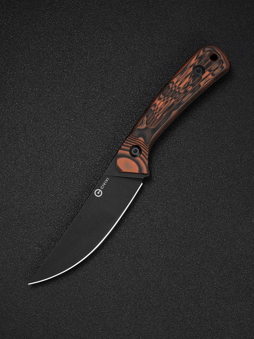 CIVIVI Carveth hunting fixed blade knife with orange and black G10 handle