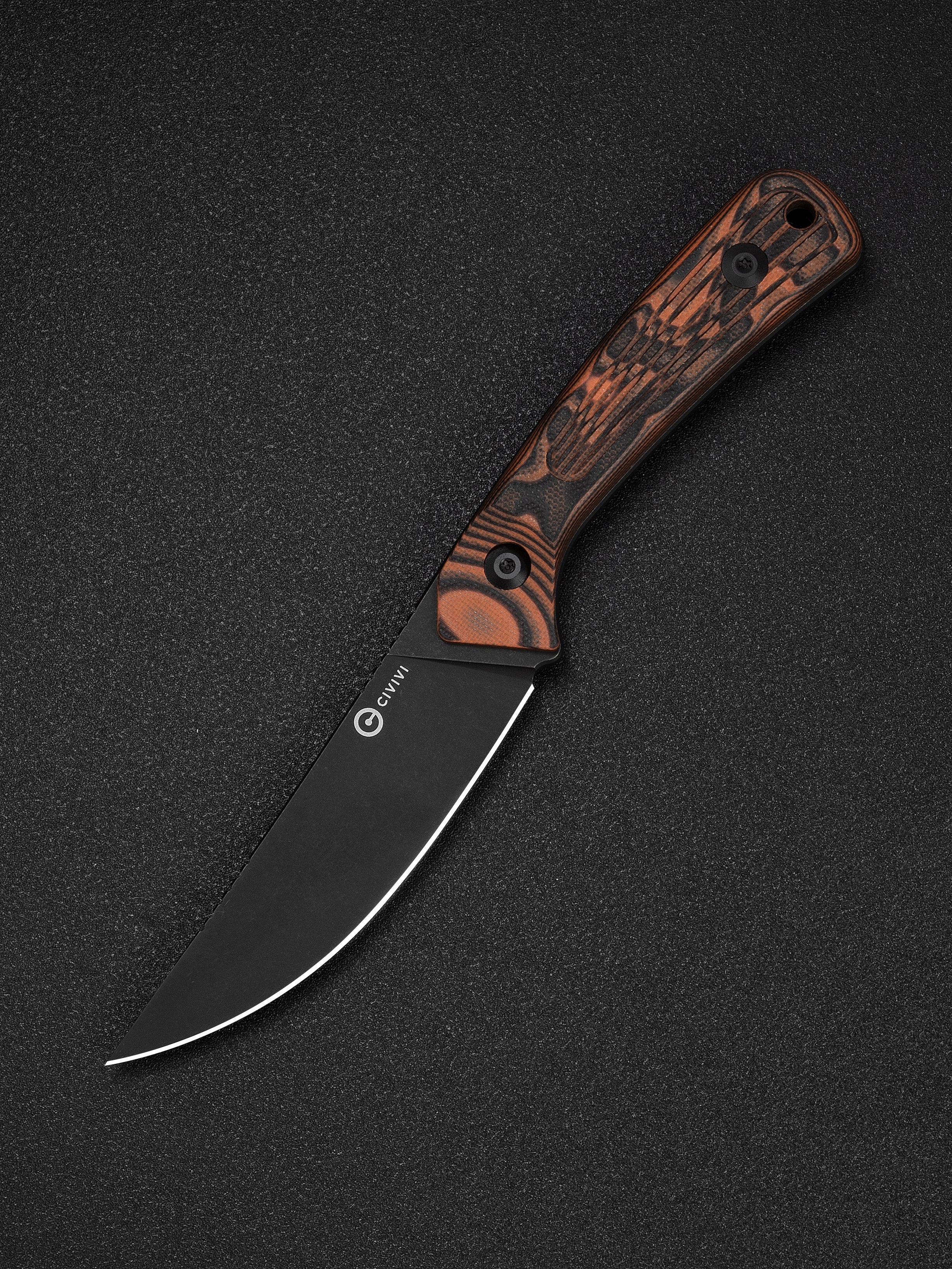 CIVIVI Carveth hunting fixed blade knife with orange and black G10 handle