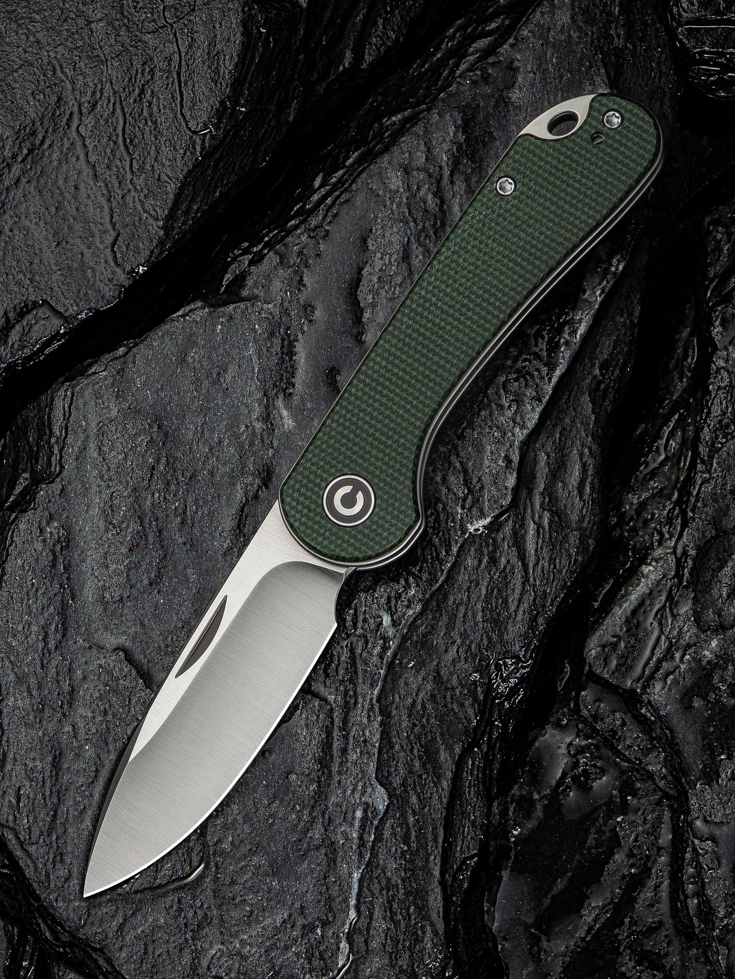 CIVIVI Elementum Slip Joint — Green Canvas Micarta