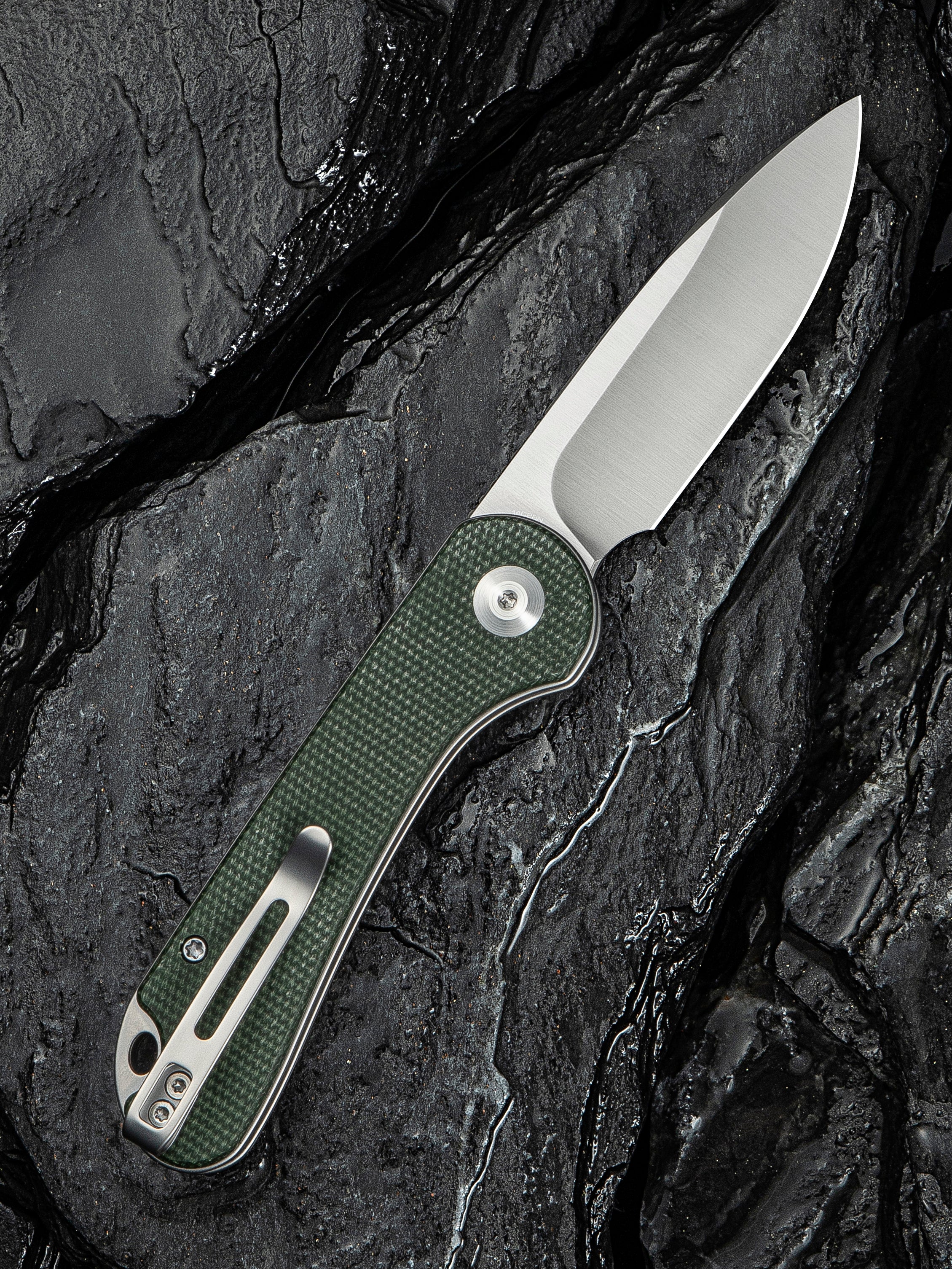 CIVIVI Elementum Slip Joint — Green Canvas Micarta