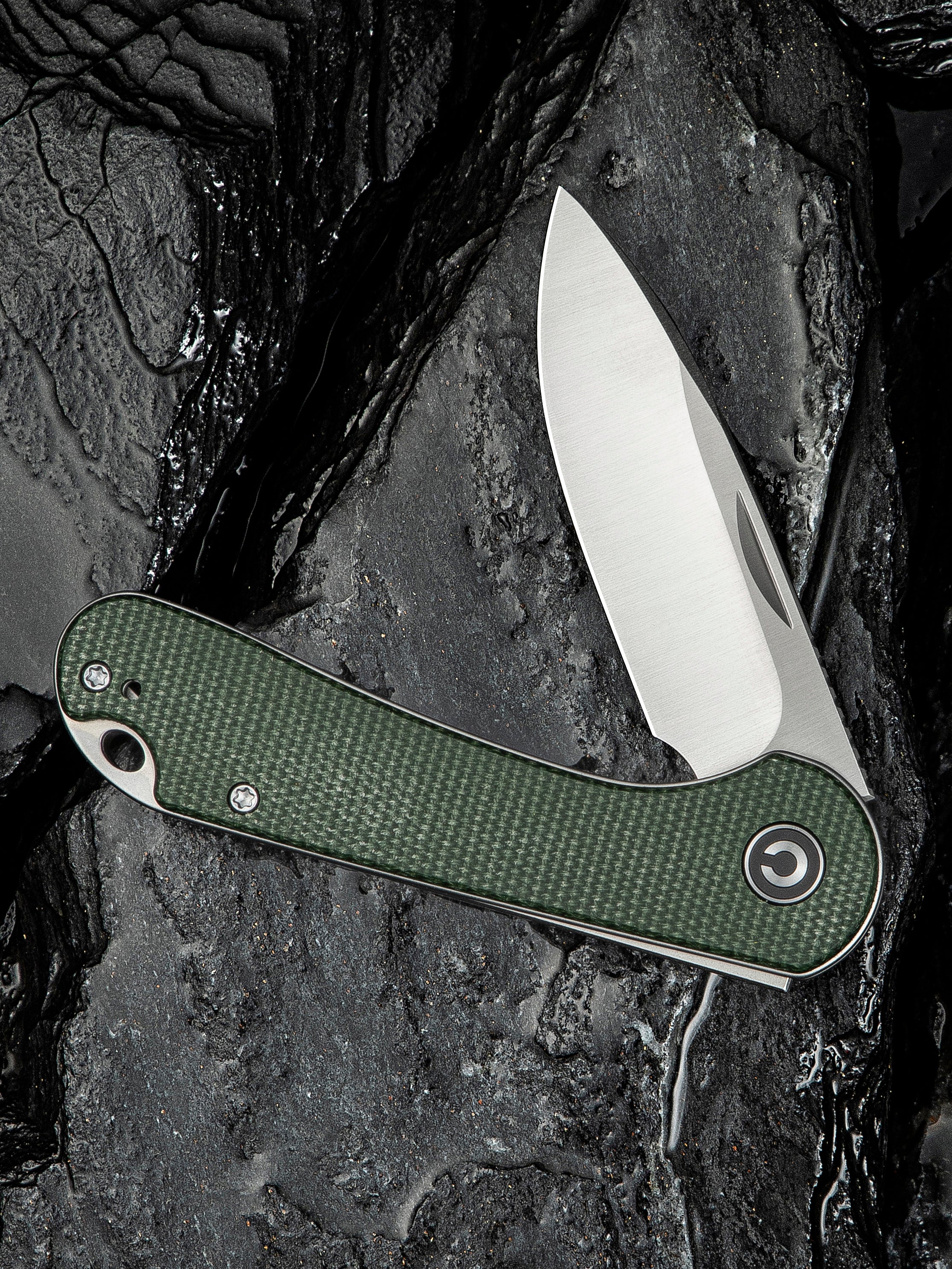 CIVIVI Elementum Slip Joint — Green Canvas Micarta