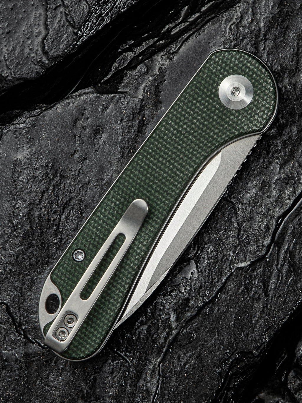 CIVIVI Elementum Slip Joint — Green Canvas Micarta