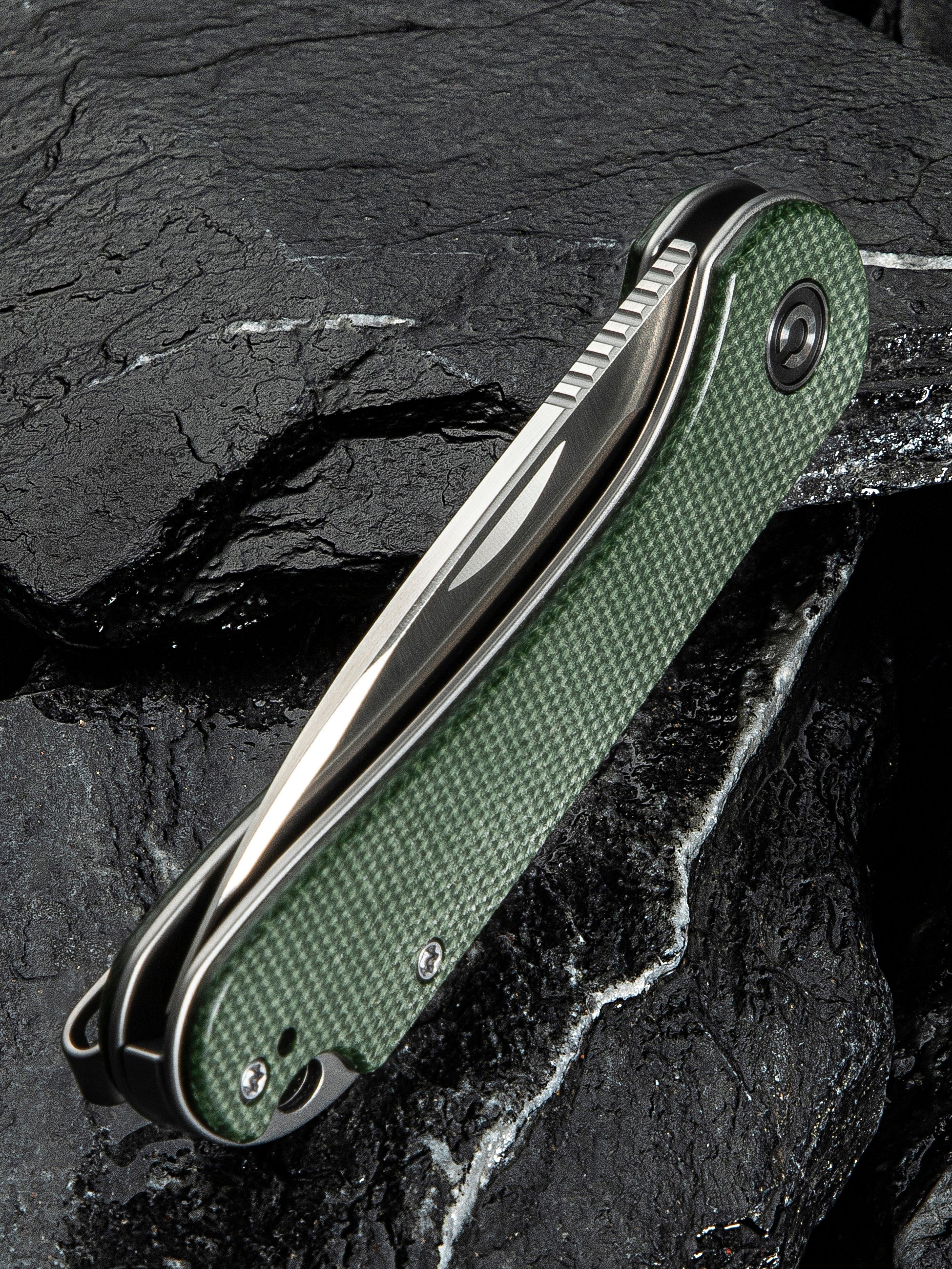 CIVIVI Elementum Slip Joint — Green Canvas Micarta