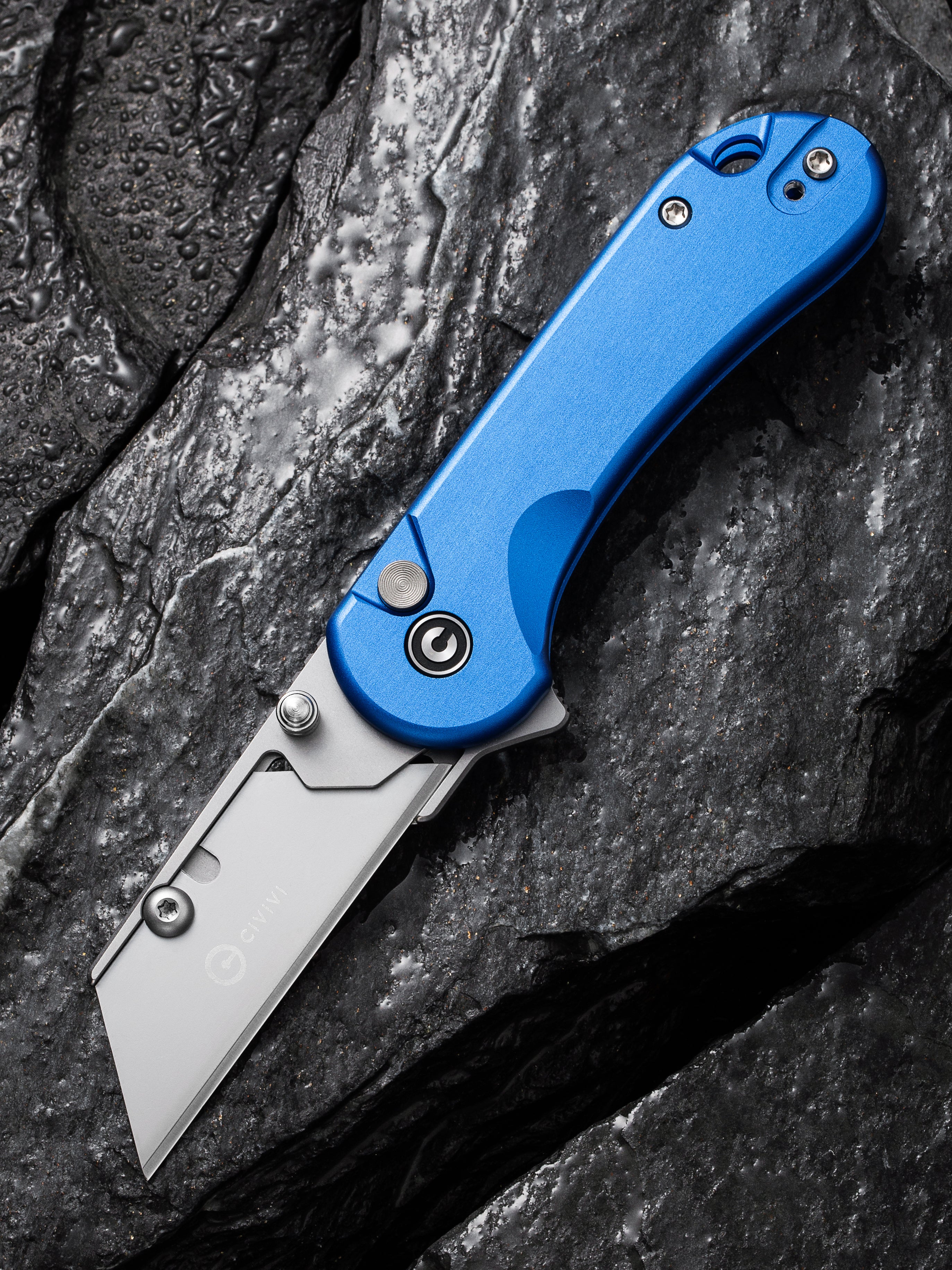 CIVIVI Elementum Utility knife with blue aluminum handle for replaceable blades