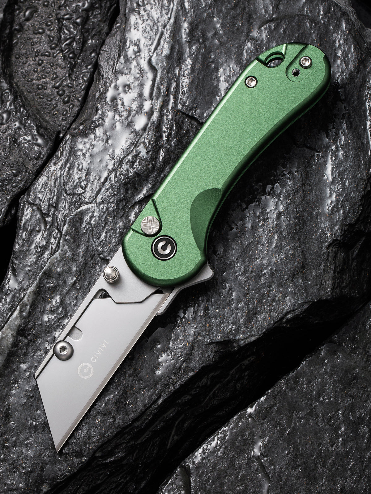 CIVIVI Elementum Utility knife with green aluminum handle for replaceable blades