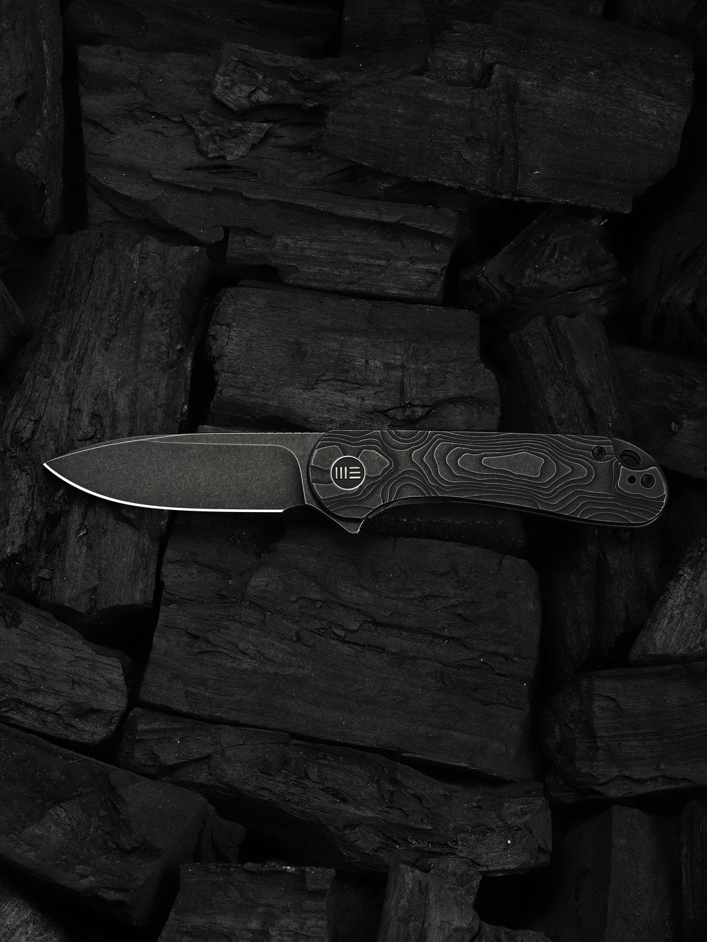 WE Elementum folding knife with black titanium handle, view 8